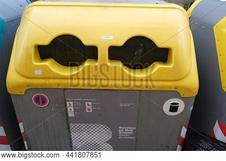 Barcelona, Spain - 5 November 2021: Garbage Bins For Sorting And Collecting Separate Waste In The Ci