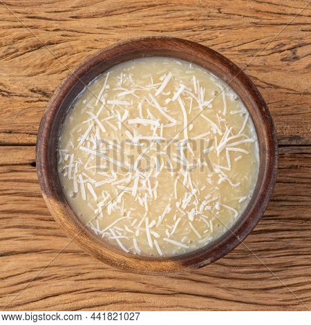 Creamy Cocada, Traditional Brazilian Coconut Candy With Grated Coconut.