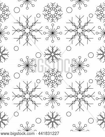 Vector Pattern Of Showflakes. Semless Pattern, Monochrome, Backround, Christmas Wallpaper, Potcard, 