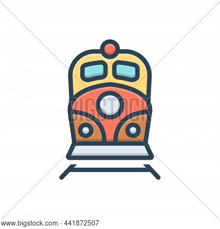 Color Illustration Icon For Rail Engine Speed Railway Train Subway Tram Transport Railroad Track