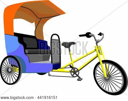 Thailand Pedicab Traditional Manual Transportation Vector Illustration