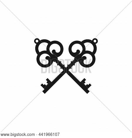 Two Crossed Vintage Keys. Royal Retro Turnkeys. Real Estate Logo. Luxury Hotel Sign. Property And Ho
