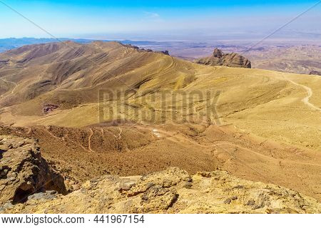 View Of Desert Mountain Landscape, Near Petra, In Southern Jordan