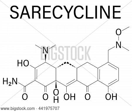 Sarecycline Antibiotic Drug Molecule, Tetracycline Class. Skeletal Formula.