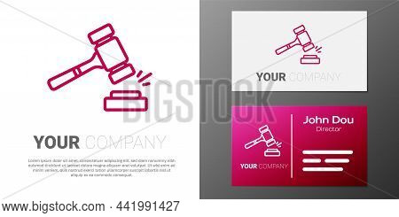 Logotype Line Auction Hammer Icon Isolated On White Background. Gavel - Hammer Of Judge Or Auctionee