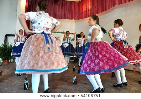 Folklore Dancers in Slovak clothes dancing