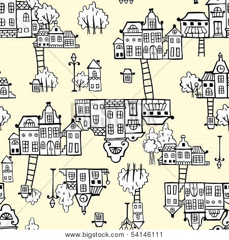 Seamless Pattern With Houses