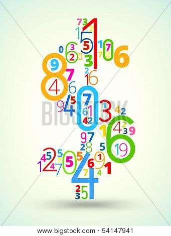 Dollar sign colored vector font from numbers