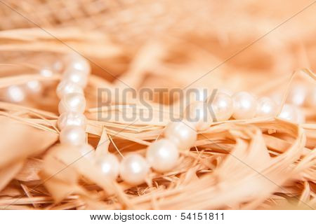 Background With Pearl And Strow In Gold Color