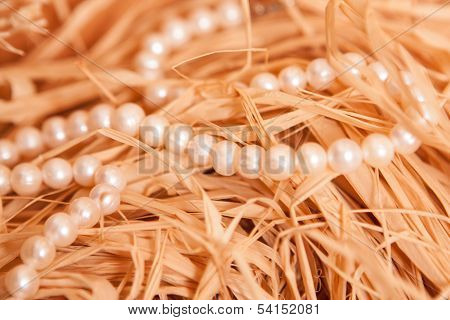 Background With Pearl And Strow In Gold Color