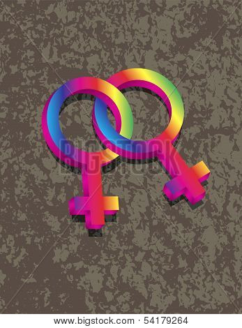 Female Lesbian Gender 3D Symbols Interlocking Illustration