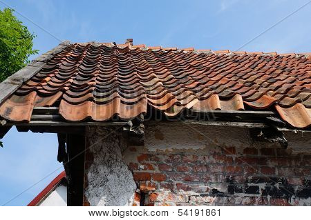 Tiled roof under the blue sky