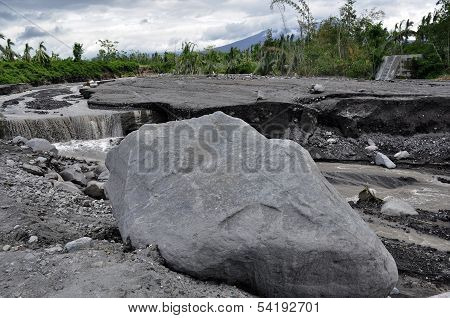 Huge Rock and Broken Dam