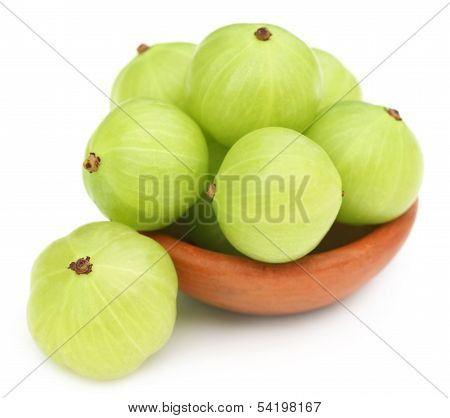 Fresh Amla With A Small Brown Bowl