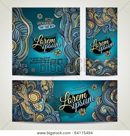 Abstract vector decorative floral backgrounds set.