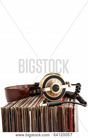 Headphones And Vinyl Records.