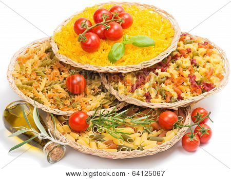 Mix Of Pasta In Wattled Trays
