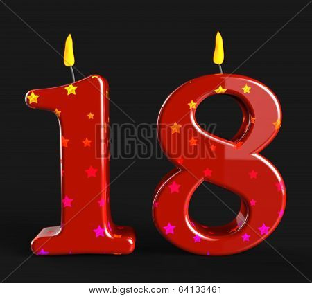 Number Eighteen Candles Show Teen Birthday Or Decoration