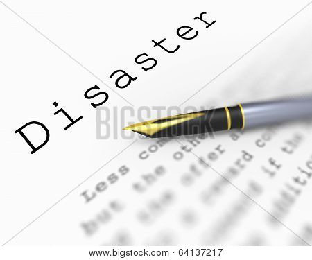 Disaster Word Shows Catastrophe Emergency Or Crisis