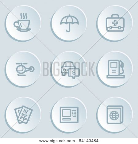Travel  web icon set 4, white sticker buttons