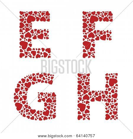 EFGH heart alphabet letters font
