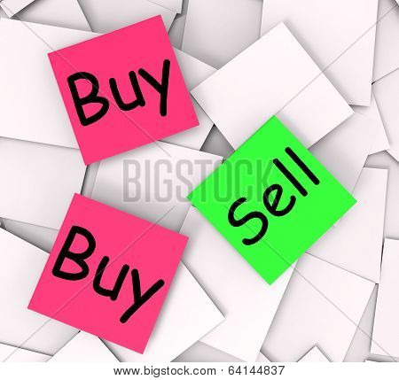 Buy Sell Post-it Notes Mean Shopping Retail And Trade