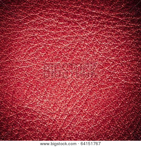 Red Textured Leather Grunge Background Closeup