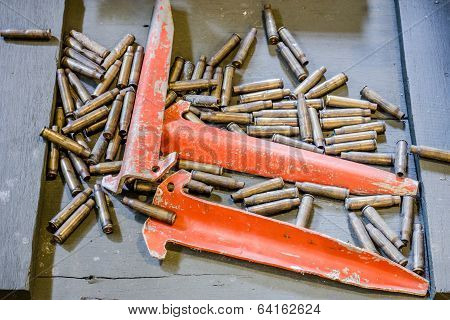 Pile Of Used Rifle Cartridges