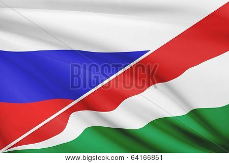Series Of Ruffled Flags. Russia And Republic Of Seychelles.