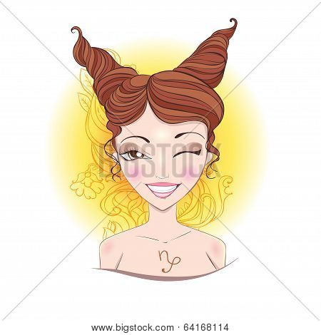 Vector illustration of Capricorn zodiac sign.