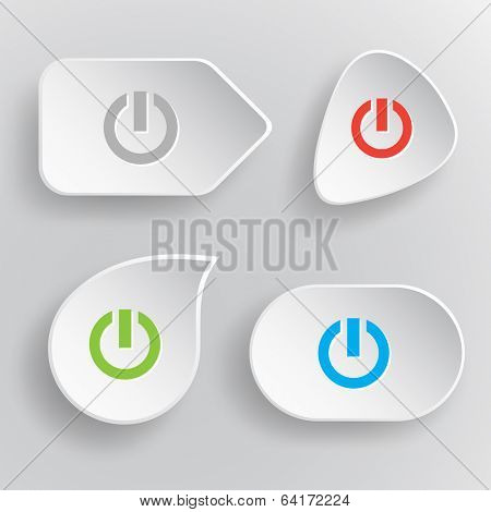 Switch element. White flat vector buttons on gray background.