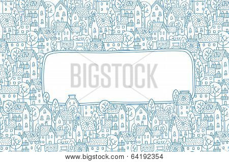 Greeting Card With City Pattern And A Window For Text