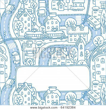 Greeting Card With City Pattern And A Window For Text