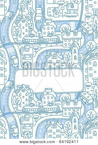 Greeting Card With City Pattern And A Window For Text
