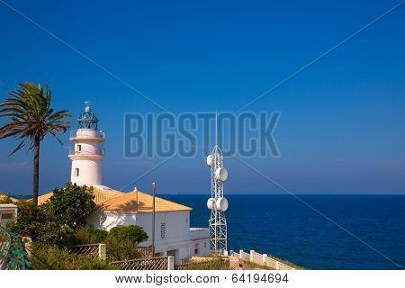 Cullera lighthouse in Valencia at Mediterranean sea of Spain