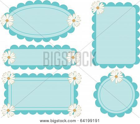 Daisy Flower Retro Scalloped Frames