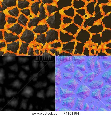Lava Stones Seamless Generated Texture (Diffuse, Bump, Normal)