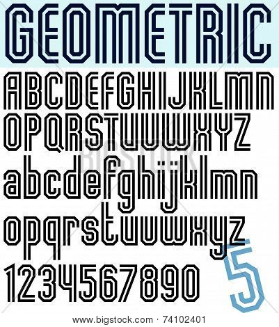 Poster light striped font, uppercase letters on white background.