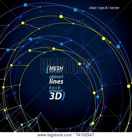 3d mesh update sign isolated on dark background, lattice reuse icon with lines and dots, clear eps 8