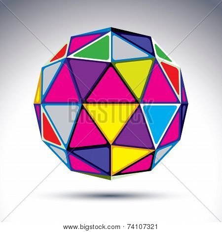 Vector Dimensional Modern Abstract Object, 3D Disco Ball. Psychedelic Rich Globe