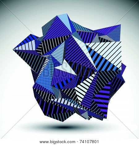 Decorative complicated unusual eps8 figure constructed from triangles with parallel black lines.