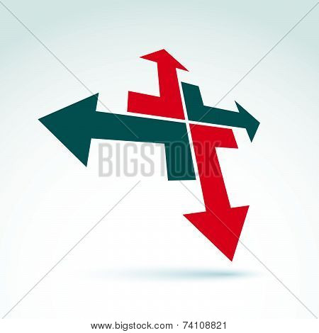 3d abstract emblem with multidirectional arrows