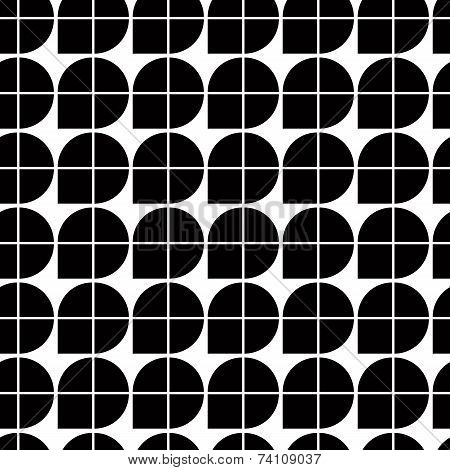 Black And White Abstract Geometric Seamless Pattern, Contrast Illusory Regular Background.