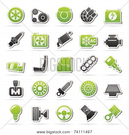 Car parts and services icons