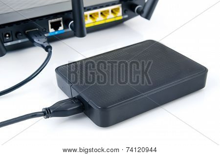 Router With Backup Storage Disk. Data In Your Own Cloud