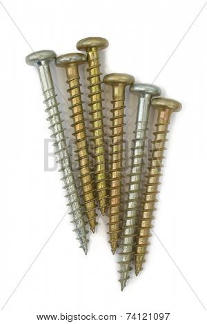 Screws close-up, on white background