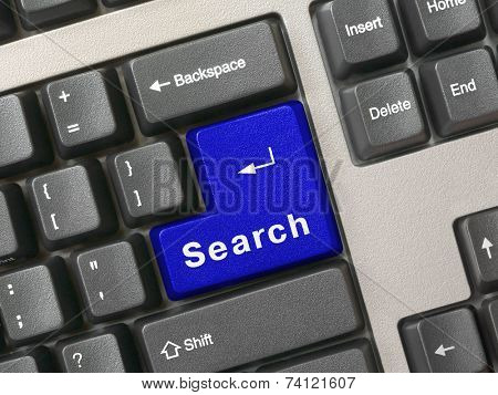 Computer keyboard - blue key Search, close-up