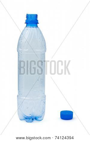 Empty plastic bottle, isolated on white background