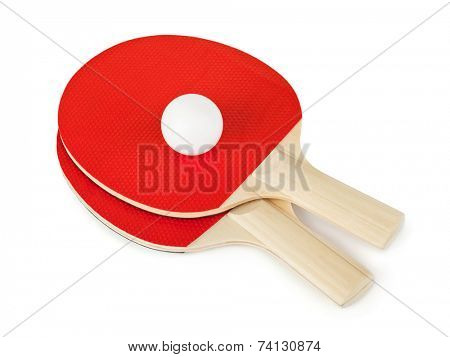 Tennis racket and ball isolated on white background