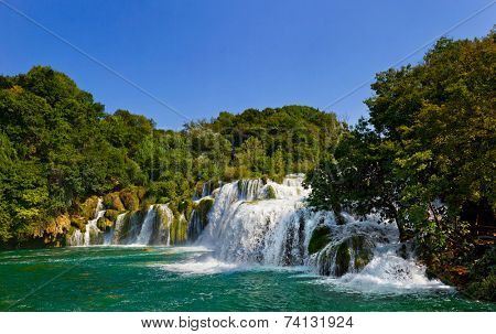 Waterfall KRKA in Croatia - nature travel background